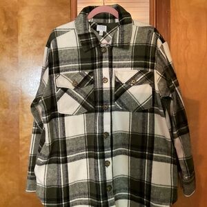 Plaid Button-Up Shirt Jacket